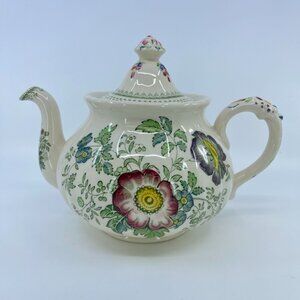 vintage mason ironstone "paynsky green" teapot floral design made in england